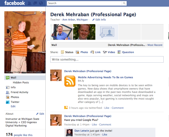 Derek Mehraban Professional Facebook Page